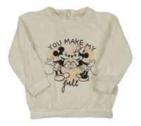 Smetanová mikina s Mickey a Minnie Disney