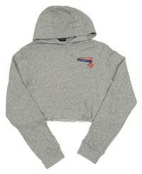 Šedá crop mikina s nápisem a kapucí M&Co.