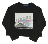 Antracitové crop triko s Dumbem Zara