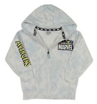 Modro-bílá batikovaná propínací mikina s hrdiny a kapucí Marvel
