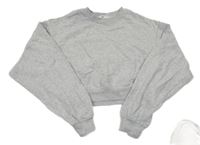 Šedá melírovaná crop oversize mikina H&M