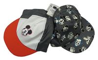 Nové - 2x kšiltovka s Mickeym - tmavošedo-bílo-červená + tmavošedá s Mickeym a přáteli Primark