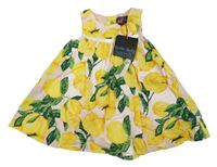 Nové - Světlerůžové plátěné šaty s citrony Cynthia Rowley