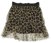 Hnědá tylová sukně s leopardím vzorem