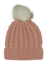 Růžová pletená čepice s bambulí M&S