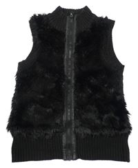 Černá kožešinová propínací vesta H&M