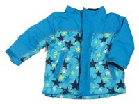 Azurová šusťáková zimní bunda s hvězdičkami Topomini