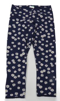 Tmavomodré květované crop legíny Benetton