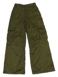 Khaki saténové cargo kalhoty H&M