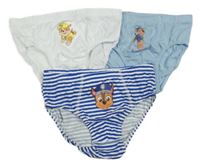 3x - Bílé + světlemodré + pruhované slipy s Paw Patrol H&M