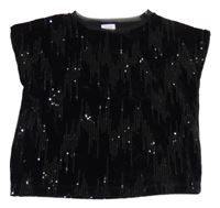 Černá sametová flitrová crop halenka Zara