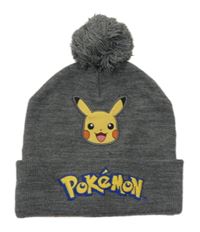 Šedá pletená čepice Pikachu s kapucí 