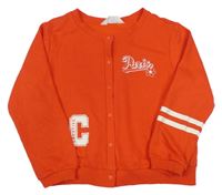 Červená baseballová mikina s nápisem a písmenkem a pruhy H&M
