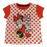 Červeno-bílé puntíkaté tričko s Minnie Disney
