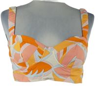 Dámský oranžovo-modrý vzorovaný crop top MNG 