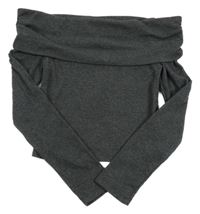 Tmavošedé žebrované crop triko Primark