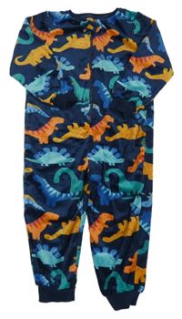 Tmavomodrá plyšová kombinéza s dinosaury Matalan