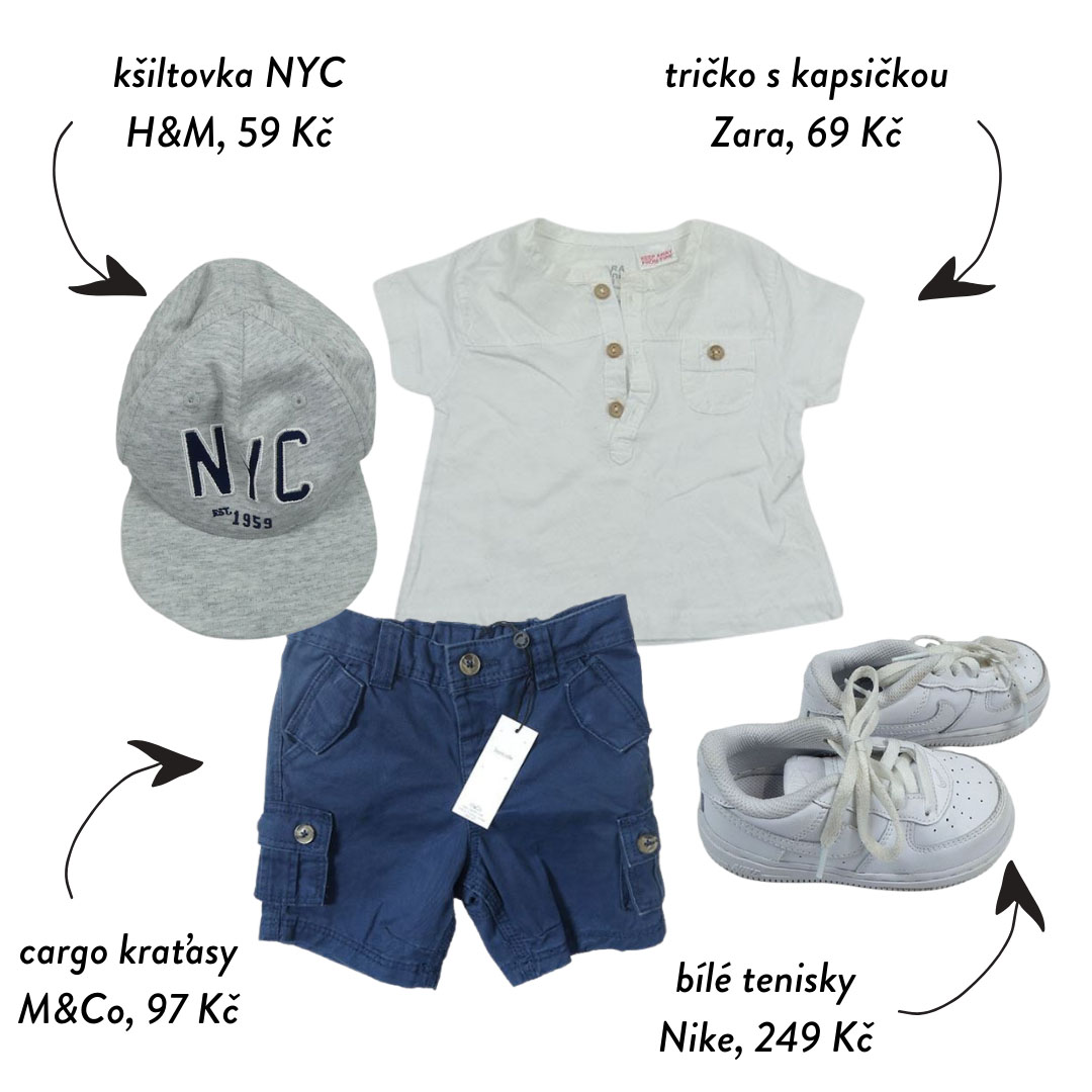 Na procházku, na výlet, na návštěvu k babičce...tenhle outfit může váš malý frajer vynést kamkoliv. A kapsička na tričku je bonus navíc!